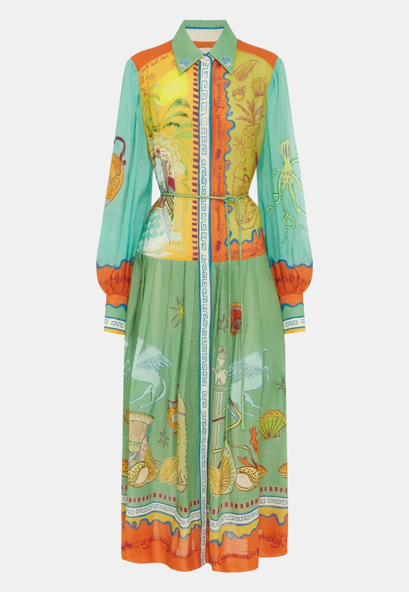 Surrealist Summer Ramie Shirtdress