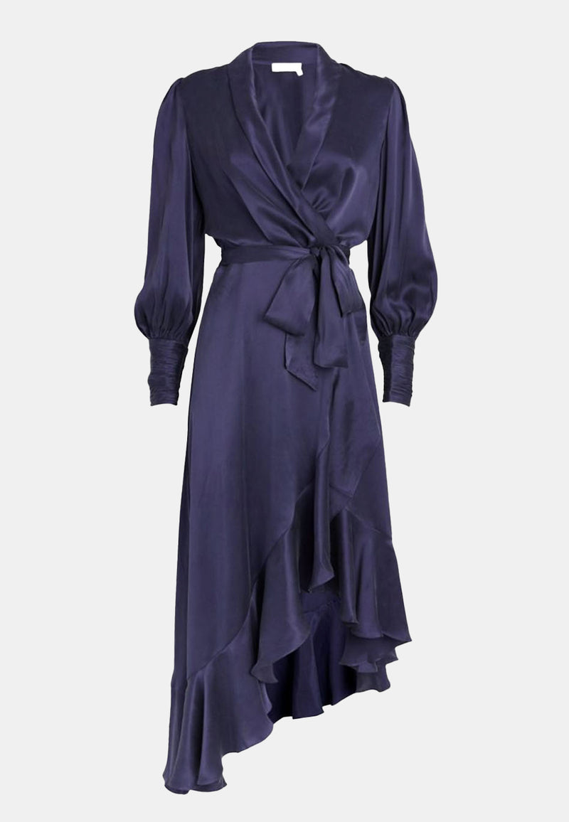 Silk Wrap Midi Dress