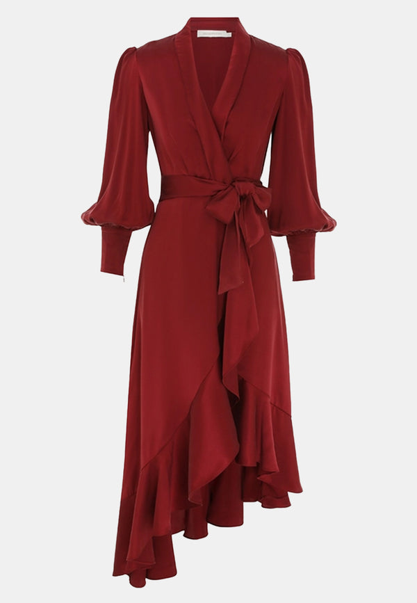 Silk Wrap Midi Dress