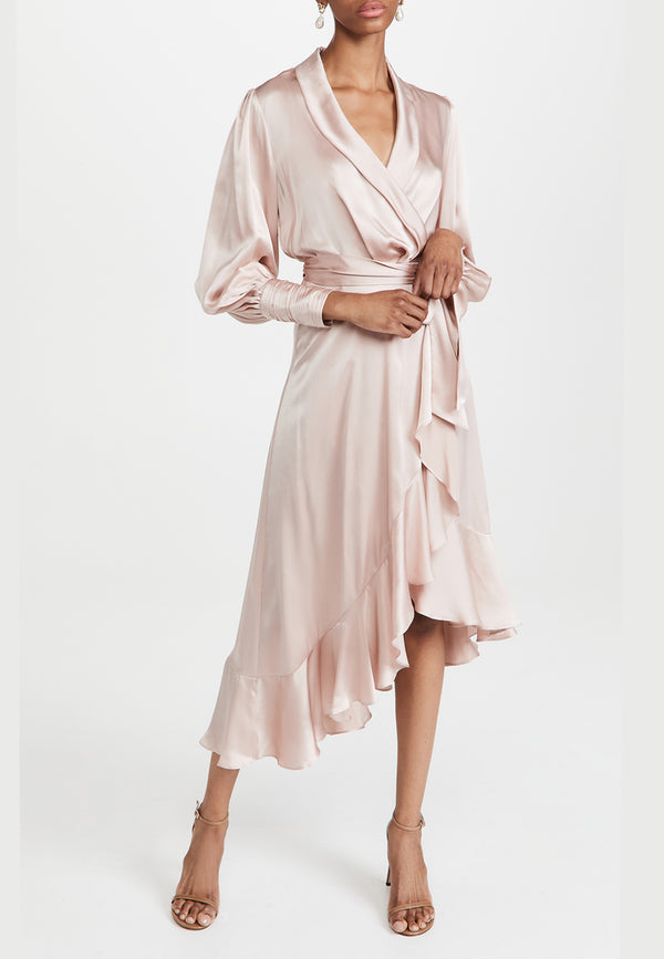 Silk wrap midi dress